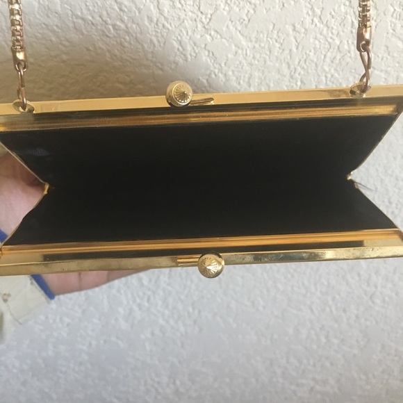 Vintage Embroidered Black And Gold Crossbody Purse - Picture 5 of 6